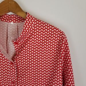 Red blouse with leaves perfect work shirt large